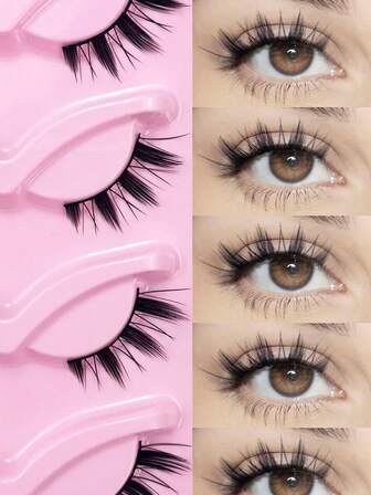 Miss Wink 5 Pairs 3D Cat Eye False Eyelashes, Natural Lightweight Thick Curly Fluffy Eyelash Extensions, Suitable For Daily Wear
