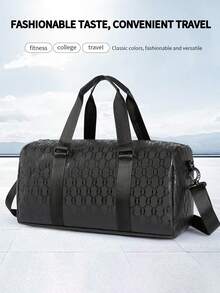 1pc Men's Weekend Travel Bag, Shark Print Design, Large Capacity Messenger Bag, Tote Bag, Handbag, Fashion Casual Sports Bag, Shoulder Bag, Scratch-Resistant, PU Leather, Travel, Camping, Daily Life Vacation Bags For Travel Gym Bag - Multicolor - View 2