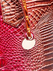 Luxurious Crocodile Pattern Cross-Body Top-Handle Bag - High-End Fashion Handbag For Women's Work And Daily Use - Premium Quality, Stylish Design, Multiple Pockets, Adjustable Strap - Hồng + Nâu - Xem 9
