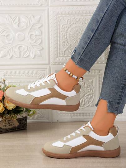Casual Flat Sneakers For Teens, Fashion Sporty Versatile Soft Sole Running Shoes, Spring/Autumn