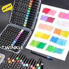 软头荧光笔、夜光笔、荧光笔、绘画用笔、闪光墨水笔、双头闪光笔 - 彩色 - 查看 6