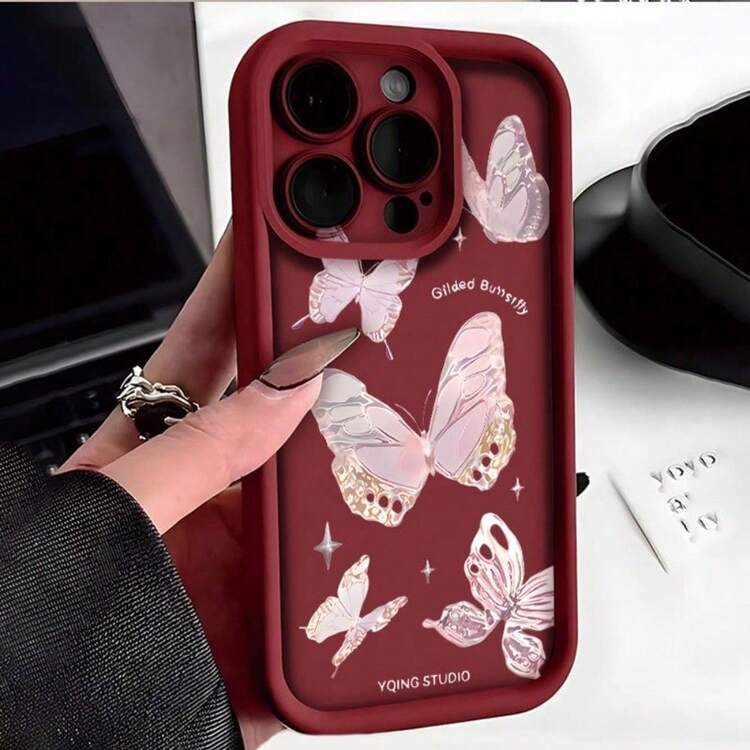 Tianyan Staircase Personalized Gift For Friends, Simple And Suitable  17/17AIR/17 Pro/17 Pro Max/16/16 Pro/16 Plus/16 Pro Max/15/15 Pro/15 Plus/15 Pro Max/14/14 Plus/14 Pro/14 Pro Max/13/13 Pro/13 Pro Max/12/12 Pro/12 Pro Max/11/11 Pro/11 Pro Max/X/XS/XSMAX , Anti Slip And Anti Fall, TPU Soft Shell, Dopamine Color Series, Korean Minimalist Design, With Full Protection Design, Soft And Minimalist, Suitable For Both Men And Women To Use - 酒紅色 - 查看 1