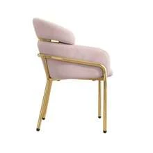Esszimmerstuhl, Einzeln, Leichter Luxus, Wohnzimmer, Schlafzimmer, Freizeitstuhl, Mit Vier Metallbeinen, Samt, Rosa - 粉色 - 查看 3