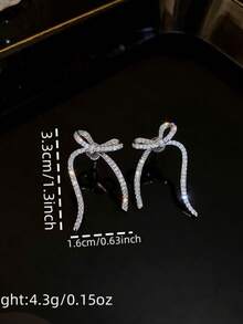 一对水钻蝴蝶结耳环，小众奢华甜美高端耳环，低过敏性耳钩，镶嵌仿钻，情人节礼物，适合任何场合