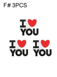 1 Set Of 3/7pcs Black-Red I Love Me, I Love You English Letter Embroidery Patch Cute Cartoon Fashion Polyester Badge Applique DIY Clothing Iron On Patches Sew Accessory Cloth Stickers Suitable For Backpacks, Jeans, Jackets, T-Shirts, Hats, Dresses, Etc - Multicolor - View 12