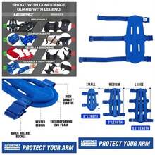 Armguard XT Guardabrazos de Tiro con Arco - Protector de Antebrazo con Cobertura y Proteccin Completas - Correas Elsticas Ajustables de Alta Densidad con Hebillas de Liberacin Rpida - Azul + S - largo 6 pulgadas - Ver 1