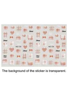 New Autumn/Winter Wool Plaid Heart Nail Stickers, Sweet And Fresh, Versatile Bow Heart Nail Art Decor