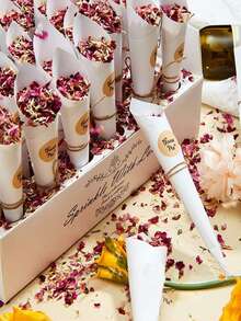 30-Hole Cone-Shaped Tray, White & Kraft Paper Confetti Cone Stand, Ideal For Wedding/Birthday/Holiday Party Petal Decor, Valentine's Day Gift Decoration, Confetti Cone Design, Wedding Reception, Home Decor, Graduation Ceremony, Valentine's Day Gift - Khaki - View 5