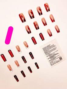 Bộ 24 móng giả kiểu Pháp tối giản, độ dài trung bình, họa tiết da báo, hoa anh đào, trang trí ngọc trai 3D, phong cách Y2K ngọt ngào, móng giả dán tái sử dụng kèm gel dẻo và 1 dũa móng, phù hợp cho các quý cô công sở, hẹn hò Valentine, tiệc trà chiều, hoạt động ngoài trời. - Nhiều màu - Xem 3