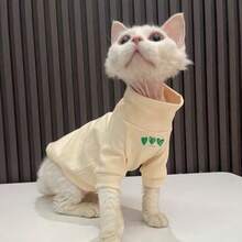 Hairless Cat/Sphynx Cat/Devon Rex Cat Clothes, Versatile Thin Printed Tops For All Seasons - Apricot - View 5