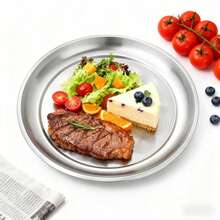 2/4/8件套不锈钢圆形大餐盘（30厘米），大容量食物托盘，加厚，可用洗碗机清洗 - 适用于家庭和餐厅 - - - 查看 2
