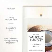 Yankee Candle - Vela perfumada de pilar mediano con hasta 115 horas de combustión, mezcla de cera de plantas premium para quemaduras constantes, vela de pilar de 14 onzas con fragancia de relleno de(Coco Beach Medium Pillar) - Multicolor - Ver 5