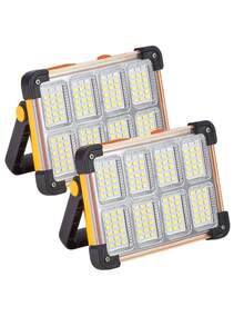 144 LED Super Bright Portable 180° Adjustable LED Floodlight, Solar & USB Rechargeable Battery, Outdoor Sports Hiking Camping Light Accessory, Solar & USB Rechargeable Super Bright Portable LED Floodlight, IP44 Waterproof 4 Modes Indoor Outdoor Lighting Flashlight, Suitable For Outdoor Garden Spotlight - Multicolor - View 3