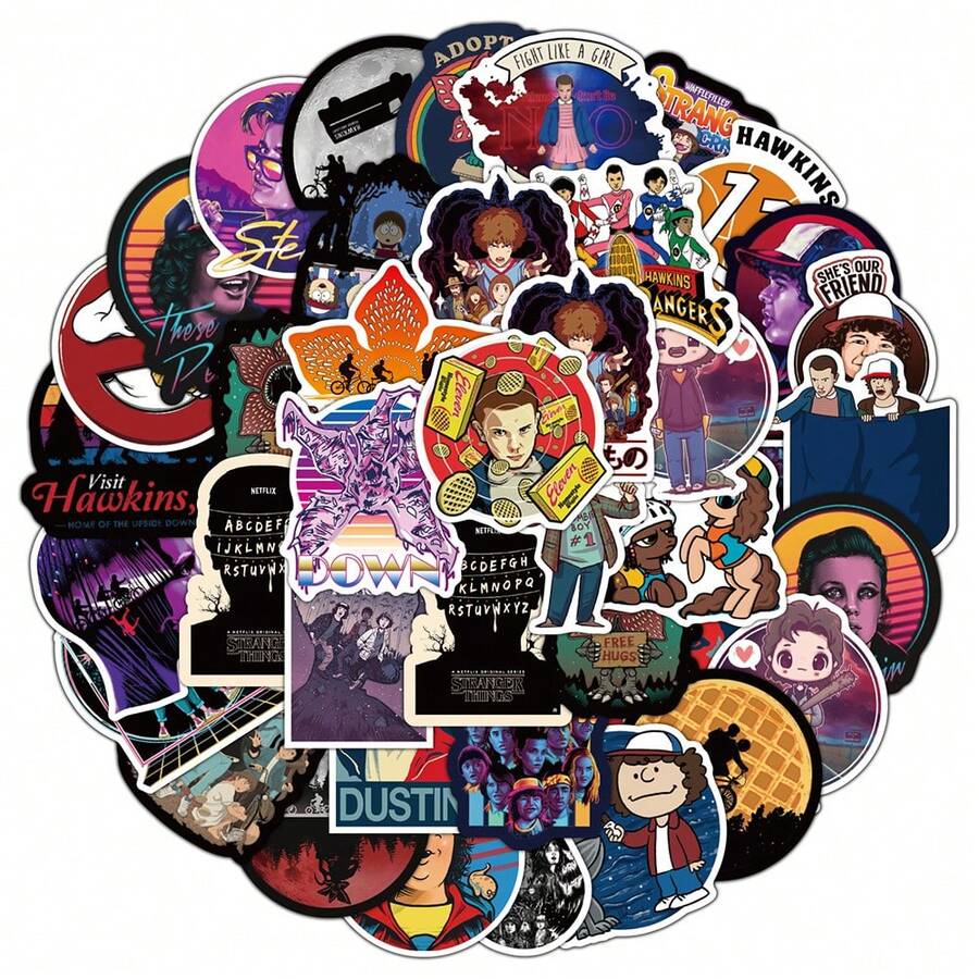 50pcs Colorful Graffiti Style Journal Stickers, Hit TV Show Peripherals Valentine's Day Gifts, New Year's Gifts, Valentine's Day Gifts, Easter Gifts - Multicolor - View 1