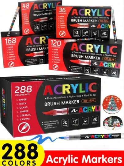 Marcadores multicolor, marcadores líquidos con punta acrílica, set de colores mixtos, bolígrafos de acuarela no transparentes para estudiantes de arte DIY, adecuados para pintura de rocas, caligrafía, scrapbooking, escritura a mano, elaboración de tarjetas, papel negro, pintura de piedras, decoraciones navideñas, madera, plástico, lienzo