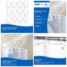 KN61211 - Anillos de Cortina de Ducha de plstico Suave a Prueba dex ido con Ganchos Dobles para Colgar Cortina de Ducha y Barra de Cortina de Ducha estndar, Uso en el bao, fcil de - Marrón - Ver 1