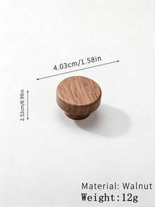 2pcs Wooden Single Hole Drawer Pull Handle, Round Head Wooden Cabinet/Wardrobe/Kids Room Door Knob - Beech Walnut - View 2