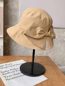 1pc Bow Accent Wide Brim Bucket Hat, Suitable For Spring Summer Vacation Outdoor Sun Protection - 1pc - View 8