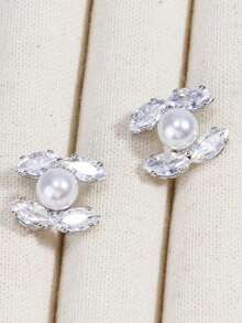 1对银色耳环，优雅可爱的时尚耳钉，适合女性日常佩戴和参加派对，是完美的礼物之选。 - 銀色 - 查看 4