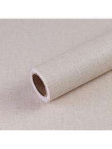 1卷米色亚麻图案自粘墙纸,乙烯基材质,防潮加厚,可移除,适用于客厅、卧室、浴室、厨房、家居装饰、家具翻新,可定制墙贴,厨房贴纸。15.7英寸x39.3/118.1/196.8/393.7英寸纯色编织墙纸,厨房贴纸。 - 米色 - 查看 6