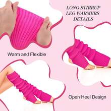 Long Leg Warmers Women 24 Inch Over Knee Knit Ribbed Leg Warmer Stirrup Yoga 80s Party Dance Ballet Supply - 均碼 + 黃色,綠色,玫瑰紅 + 3 - 查看 7