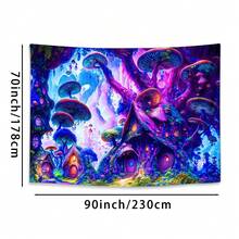 1件装活力森林荧光挂毯 - 美观的植物紫外线黑光壁挂，适用于客厅、卧室、办公室、家居装饰、房间装饰、派对装饰，附赠安装包，易于悬挂设计 - 彩色 - 查看 11