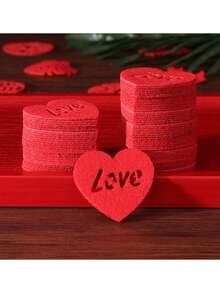 150pcs/30pcs Valentine's Day Red Felt Heart Pieces - Romantic Red Felt Decor, Gift Filler Heart, Festive Atmosphere Decor Scattering Hearts, Tabletop Centerpiece Decoration Suitable For Weddings, Parties And Cozy Home Decor - Multicolor - View 8