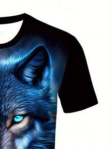3D Wolf Graphic Print Men's Casual Short Sleeve T-Shirt - Breathable Polyester Knit Fabric, Round Neck, Unisex Adult Fashion Top For Daily And Leisure Occasions - Màu sắc hỗn hợp - Xem 4