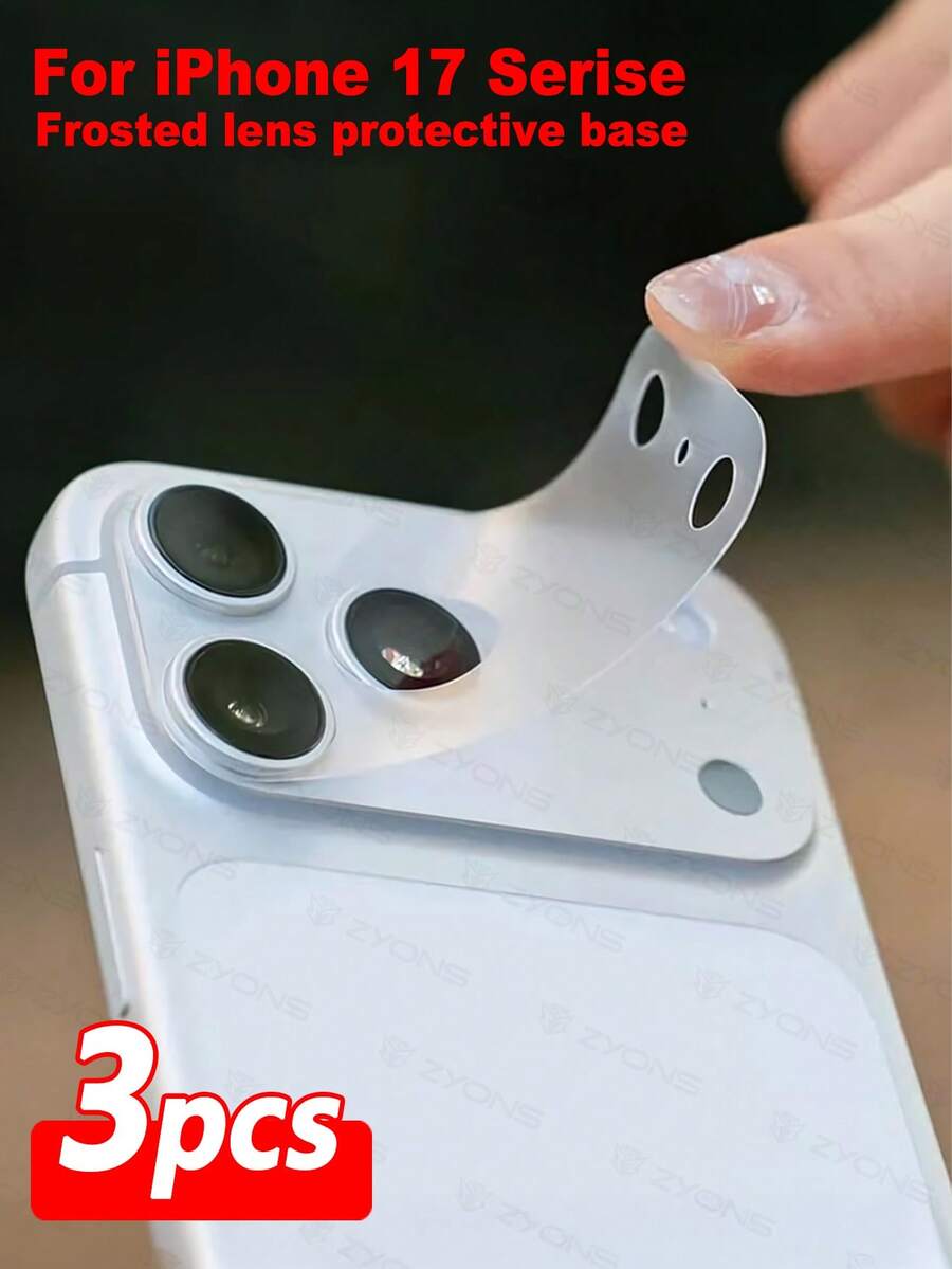ZYONS 适用于 17 Pro Max/Pro/Air/17 的 3 片装 9H 纳米磨砂镜头膜 - 防指纹/防眩光/防刮花，精准切割，无气泡，兼容手机壳，支持无线充电，抗黄变，高清透明，耐用简约的相机镜头保护膜