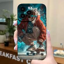 2026 nueva funda de teléfono esmerilada, funda de teléfono diseño navideño de Santa Claus haciendo skate para  17 15 Pro Max  17 14 Pro  17 13  Galaxy S23 S22 S21 protector de teléfono funda de pareja regalo para novio novia regalo de vacaciones - Azul Klein - Ver 5