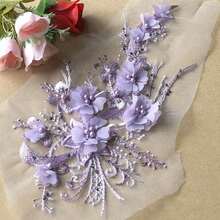 1pc Delicate 3D Beaded Chiffon Flower Patch, Decorative Applique Wedding Dress - Nhiều màu - Xem 12