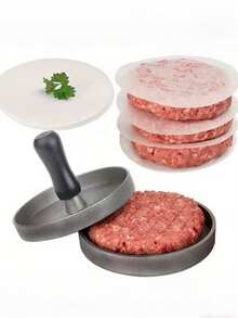 1pc/2pcs Aluminum Burger Press Mold, 100 Patty Sheets, Non-Stick Hamburger Maker, Dishwasher, BBQ Grill Kitchen Gadget, Food Contact, Uncharged, Ideal For Home & School Use - Multicolor - View 3