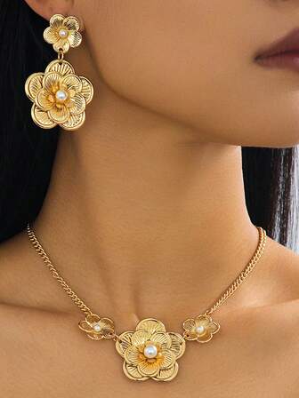 Fashionable Minimalist 3D Floral Charm Anklet, Versatile Streetwear Jewelry Suitable For Beach Vacation