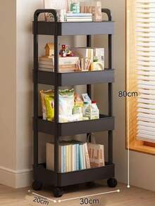 Multi-Tier Rolling Storage Cart - Compact Design Saves Space, Sturdy Plastic Structure, Suitable For Kitchen, Bathroom, Bedroom, Office, Warehouse, Garage - Easy Assembly, Multi-Functional Multi-Tier Shelving, Home Storage Rack - Car Storage Rack/Black - View 15