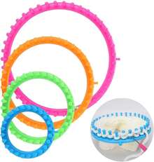 Set de Telares Circulares, Telares de Plástico con Aguja de Gancho y Pompom Bufanda Maker, para Bufandas, Gorros, Calcetines, Chales - 1 - Ver 8