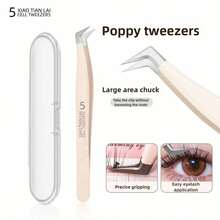 1/4pcs Milky White Eyelash Curler Tweezers False Eyelash Extension Tools Set, Gold Feather Clip, Professional Eyelash Makeup Tools - Multicolor - View 13