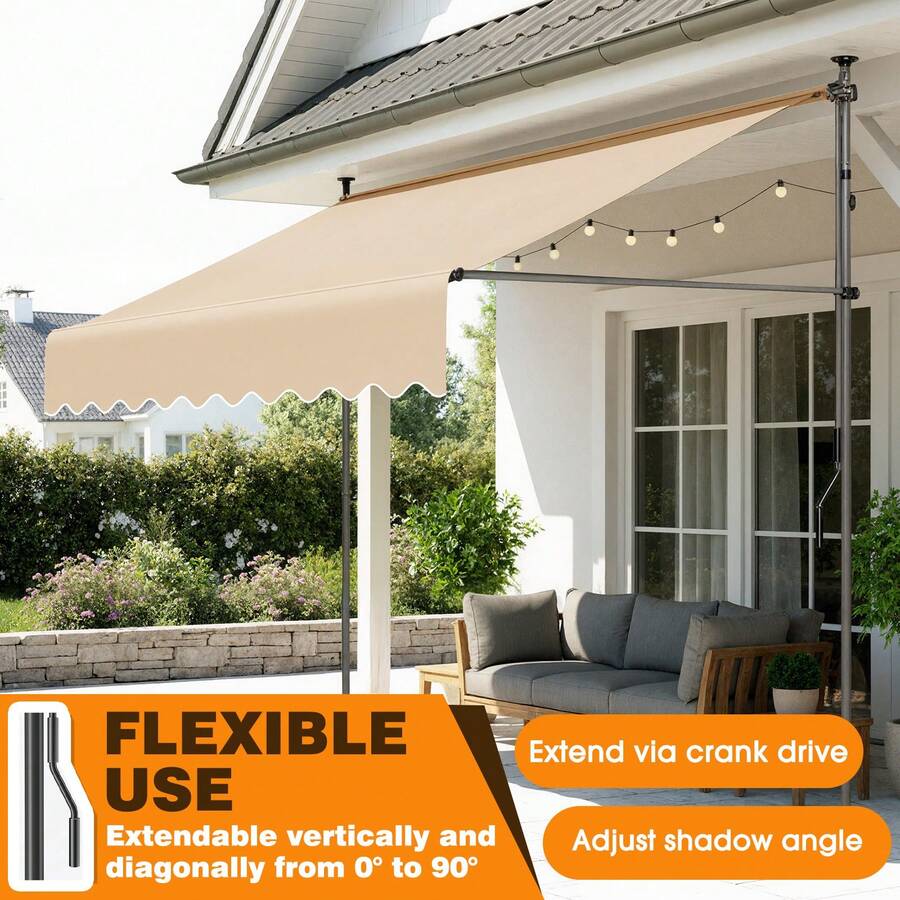 Regenschutz für Pavillondächer Gelenkarmmarkise mit Handkurbel,Terrassenüberdachung Sonnenschutz Wasserdicht Balkonmarkise ohne Bohren,Klemmmarkise für Terrasse, Garten und Balkon