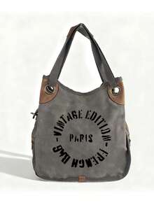 Túi xách nữ cỡ lớn in hình ngôi sao cổ điển, có khóa kéo, màu xanh ô liu/đen/xám/kaki, kiểu dáng cổ điển retro, có thể đeo vai hoặc đeo chéo, giặt máy được, nhiều ngăn, in chữ, trang trí họa tiết, thời trang đa năng, lý tưởng cho đi làm, mua sắm, du lịch, dự tiệc, hẹn hò và các dịp năm mới. - Nhiều màu - Xem 17