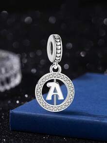 1件925纯银字母吊坠，圣诞礼物串珠吊坠，适合女士手链、手镯DIY饰品制作及日常佩戴，适合女孩 - 串珠集合3 - 查看 5