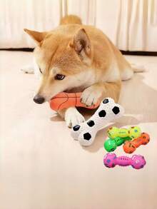 1pc/2pcs/3pcs Interactive Rattle Dog Toys - Durable Rubber Material, Suitable For Small Dogs Chewing, Promote Dental Health, Assist Training. Random Color Shipped. Valentine's Day Pet Gift.