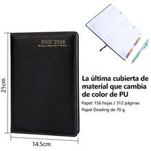 Agenda 2026 en Formato A5 - Verde, Cubierta de Plástico, Con Horarios Diarios, Semanales y Mensuales, Papel de Alta Resistencia, Ideal para Regalo - Verde-Versión 1 - Ver 3