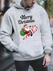 Sudadera con capucha con cordón y estampado de letras para hombre, para otoño - Gris - Ver 2