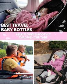 TidyFriend Anti-Colic Bottle Breastfeeding Babies 8oz, 2 Pack Bottle With Straw Convenient Feeding (Pink) - màu xanh lá - Xem 11