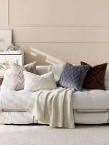 1个/2个波西米亚深灰色压纹装饰枕套(不含枕芯),双面荷兰亚麻面料,方形靠垫套,节日家居装饰枕,柔软天鹅绒面料,现代沙发、卧室、宿舍装饰 - 深灰色 - 查看 8