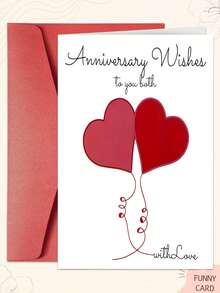 1PC Romantic Heart-Shaped Anniversary & Valentine's Day Card - High-Quality Paper, Romantic Heart Design, Ideal For Wife & Couples, Exclusive Anniversary Gift - Multicolor - View 1