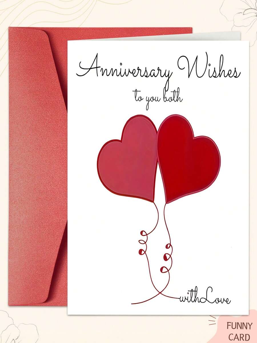 1PC Romantic Heart-Shaped Anniversary & Valentine's Day Card - High-Quality Paper, Romantic Heart Design, Ideal For Wife & Couples, Exclusive Anniversary Gift - Multicolor - View 1