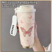 1PC530ml, Eight Different Styles Of Insulated Cups. Full Of Modernity, Personalization, And Cuteness. There Are Girls In Purple Dresses, Purple Butterflies, Flying Contours, Cats, Rabbits, Dogs, Cat People, And Pink Cloth Patterns. Many Different Styles, Suitable For Holidays And Personalization. Suitable For Outdoor Sports Carrying, Camping, Walking, Playing Ball, As Well As Home And Office Use. - Multicolor - View 16