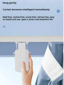 ستارة كهربائية ذكية للمنزل، ستارة ذكية بريموت كنترول، رفيق الستارة الذكية، بدون أسلاك، بدون حفر، سهلة التركيب، ستارة بريموت كنترول أوتوماتيكية - أبيض - مشاهدة 5