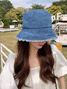 Topi Bucket Gaya Jepang untuk Wanita, Topi Pelindung Matahari Serbaguna Kasual, Topi Tahan Angin dan Perlindungan UV Warna Polos Modis dari Poliester, Cocok untuk Musim Semi dan Musim Panas, Pantai, Liburan, Perjalanan - topi - View 6