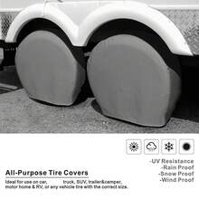 Lot de 4 housses de pneus imperméables : protection solaire et anti-poussière pour les roues de voitures, SUV et camions. Tissu Oxford 600D résistant. Protège les pneus de la pluie, de la neige et des rayures. - Noir - Voir 8